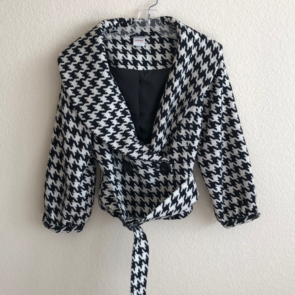 Georgiou Houndstooth Short Waisted Coat